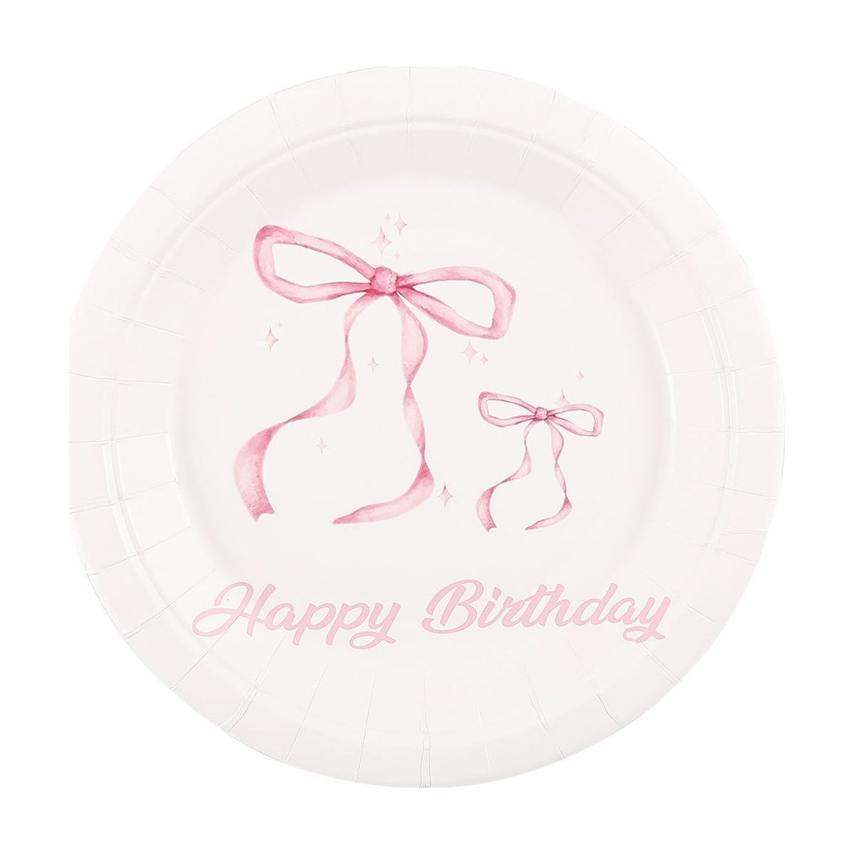 Set Vajilla Lazos Rosa: Platos 6 uds, Servilletas 12 uds y Vasos 12 uds - Platos 18 cm