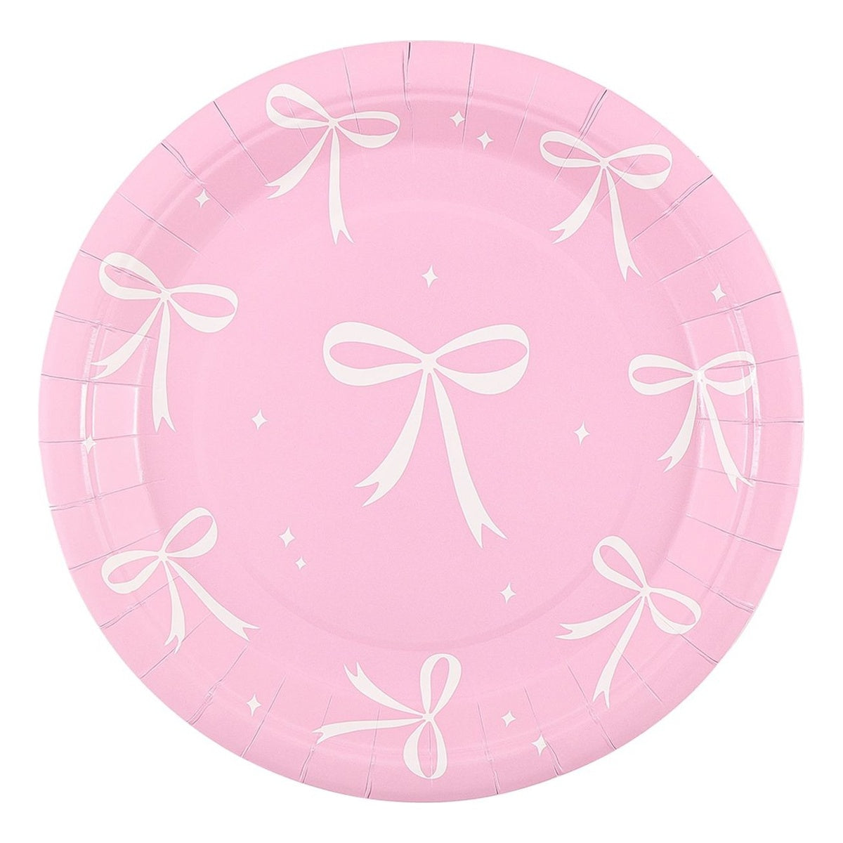 Set Vajilla Lazos Rosa: Platos 6 uds, Servilletas 12 uds y Vasos 12 uds - Platos 23 cm