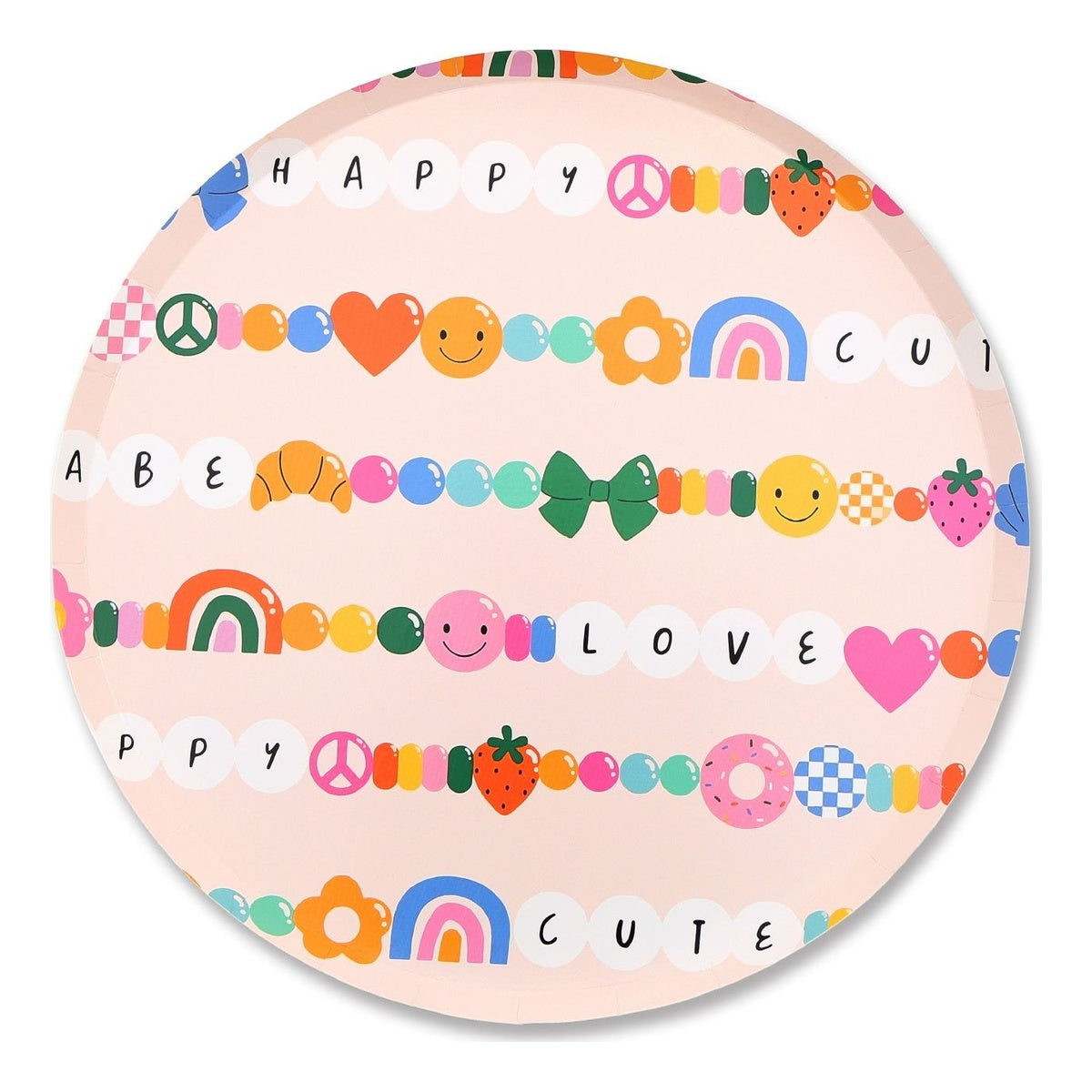 Set Vajilla Happy Cute Pulseras de Cuentas: Platos 6 uds y Servilletas 12 uds - Platos 23 cm