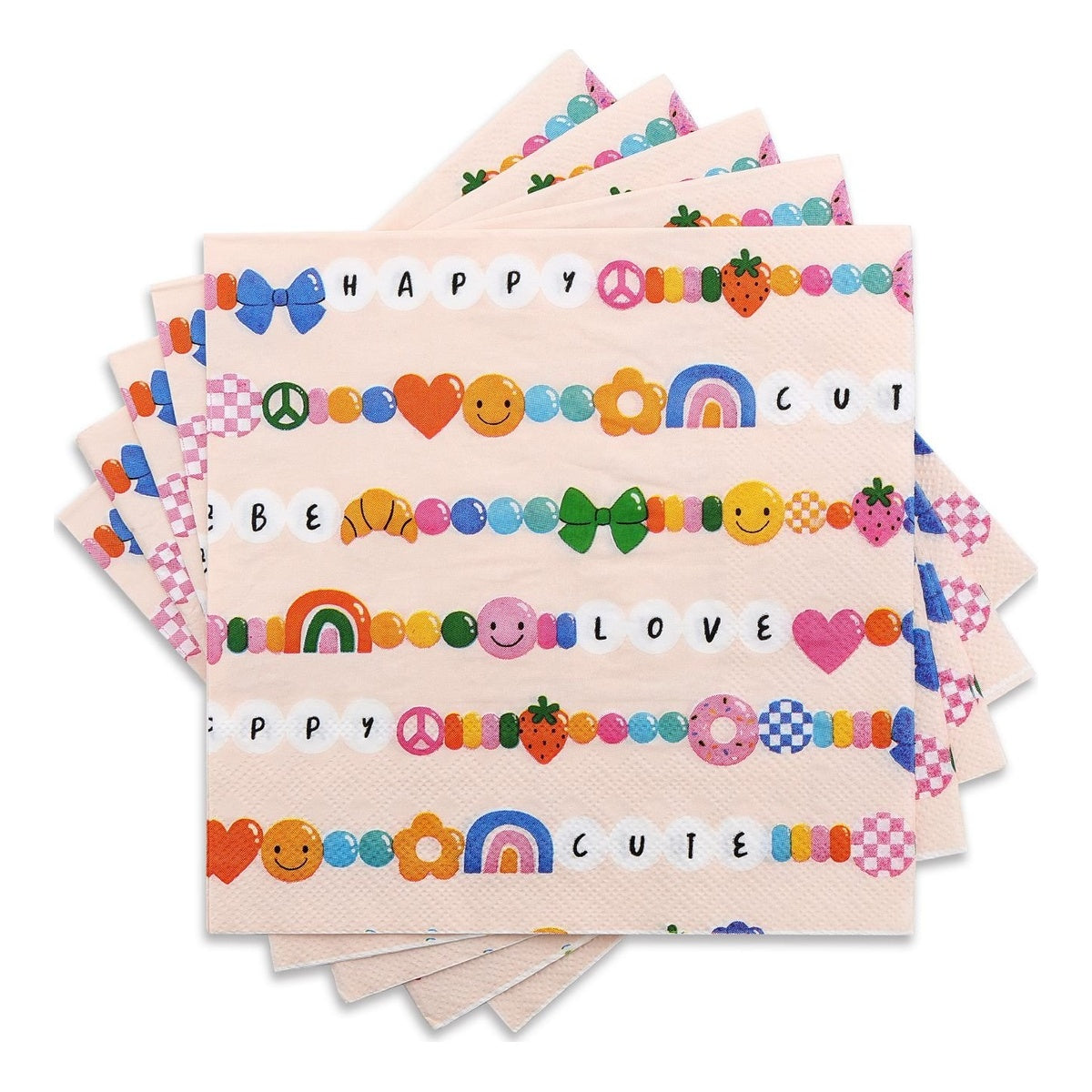 Set Vajilla Happy Cute Pulseras de Cuentas: Platos 6 uds y Servilletas 12 uds - Servilletas