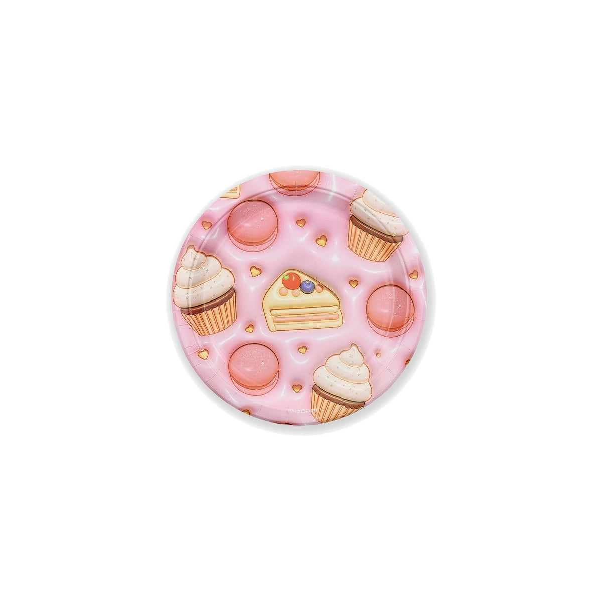 Set Vajilla Tarta Cupcakes y Macarons: Platos 6 uds, Servilletas 12 uds y Vasos 12 uds - Platos 18 cm