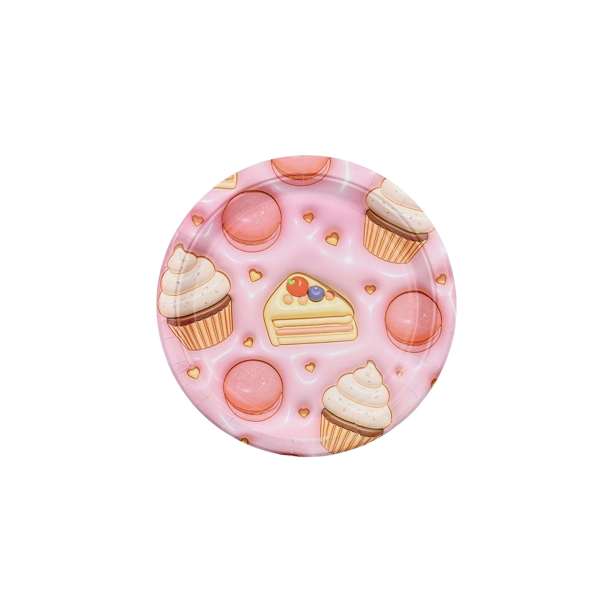 Set Vajilla Tarta Cupcakes y Macarons: Platos 6 uds, Servilletas 12 uds y Vasos 12 uds - Platos 23 cm
