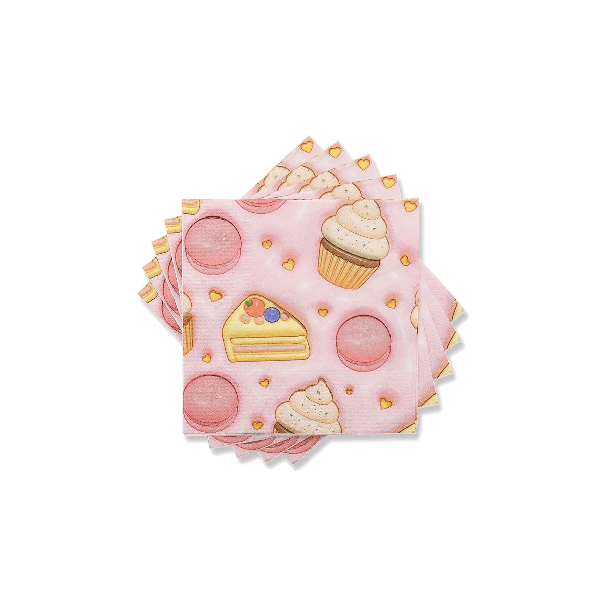 Set Vajilla Tarta Cupcakes y Macarons: Platos 6 uds, Servilletas 12 uds y Vasos 12 uds - Servilletas