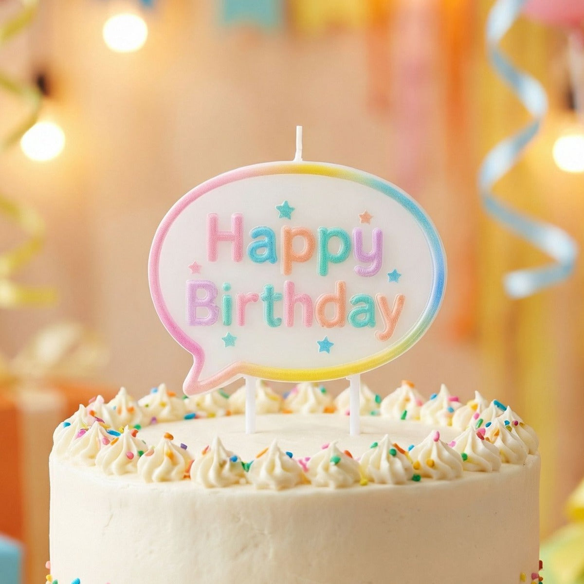 Vela Bocadillo Happy Birthday Pastel 7,5 x 6,5 cm