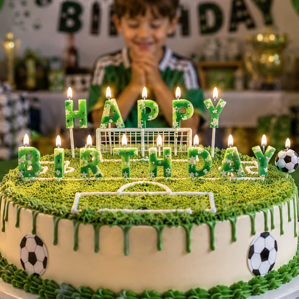 Velas Letras Happy Birthday Fútbol 14 uds