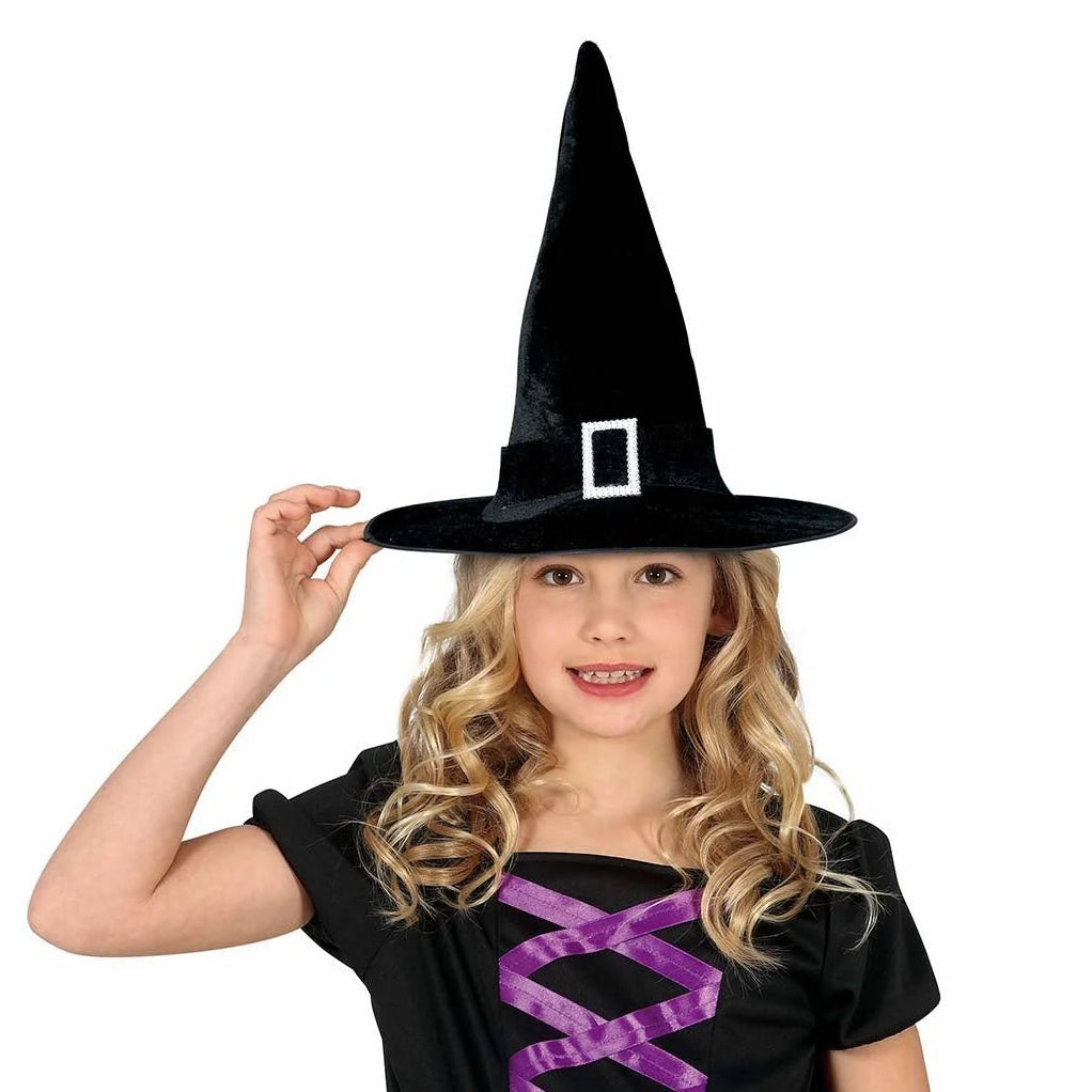 Sombrero de bruja negro y plateado para niño