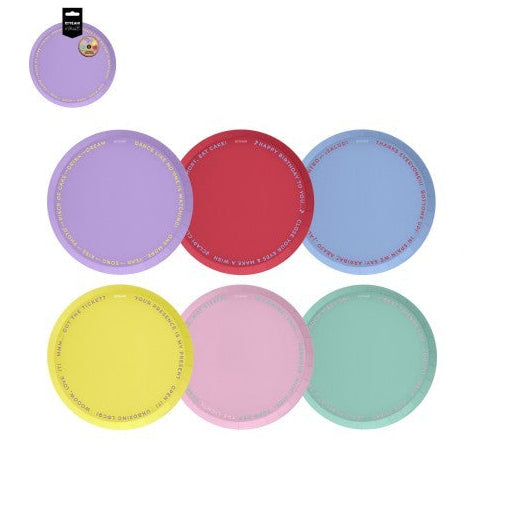 Plato Llano Carton Colores Surtido 23 cm 6uds