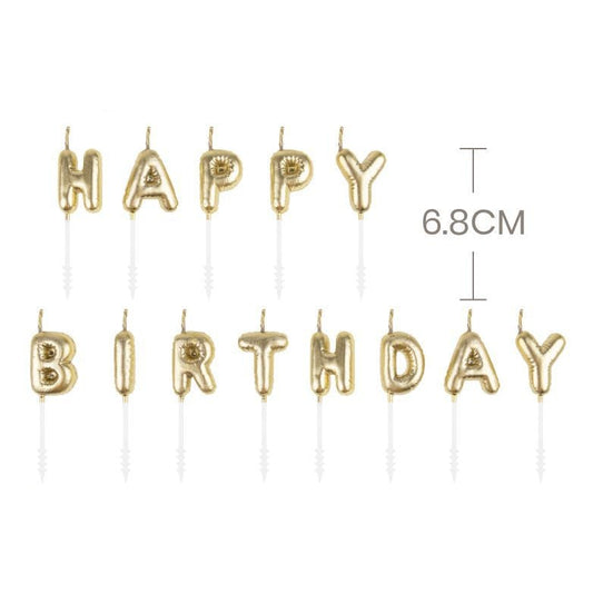Velas Letras Happy Birthday Doradas 6,8 cm