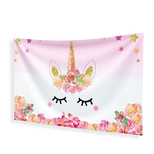 Pancarta Tela Unicornio Rosa 120x68 cm