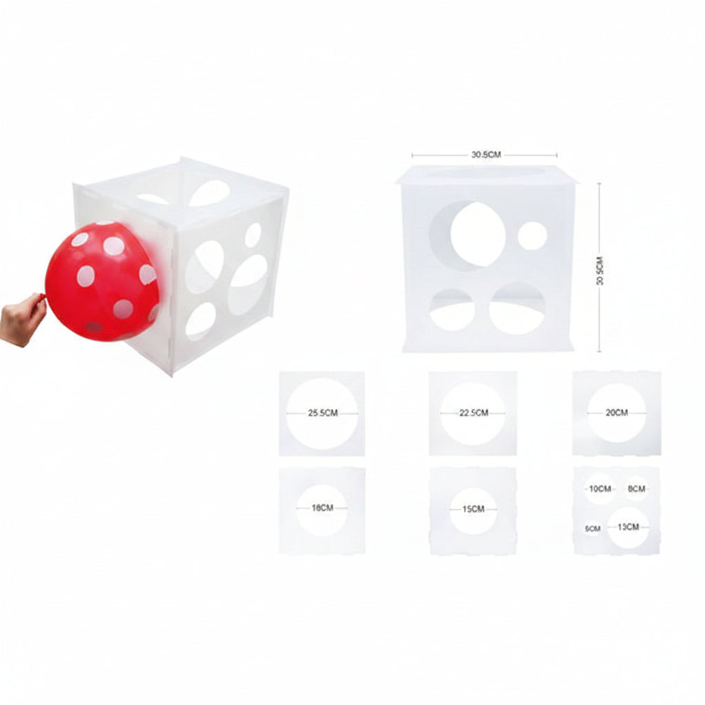 Caja Medidora de Globos Plegable 13 Tamaños 3" a 14"