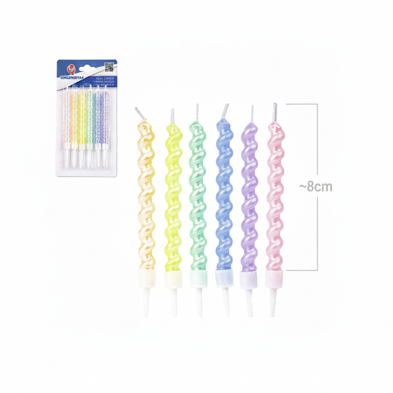 Vela Espirales  Perladas 8cm-6uds