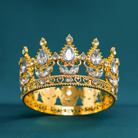 Corona de diamantes de imitación barroca de lujo 4.5cm*8cm