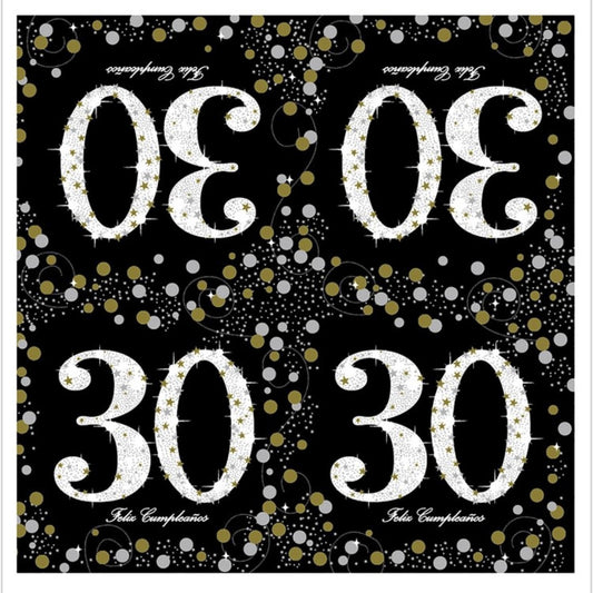 Servilletas Cumpleaños Adultos 18/30/40/50/60 Años 33x33cm 20uds