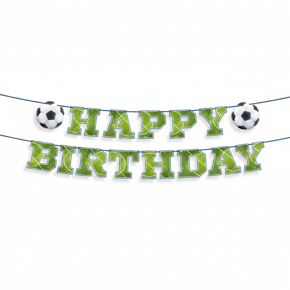 Guirnalda Happy Birthday Futbol Borde Azul 4m