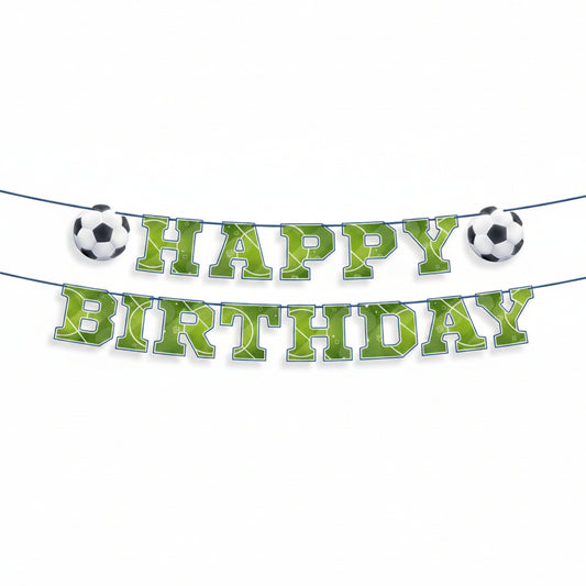 Guirnalda Happy Birthday Futbol Borde Azul 4m