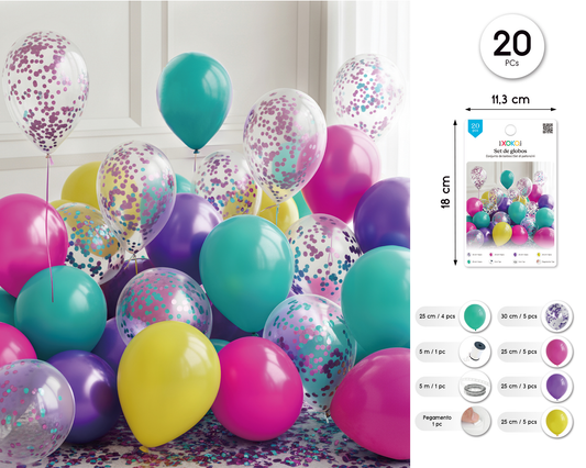 SET Globos Multicolor 20 uds