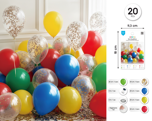 SET Globos Multicolor 20 uds
