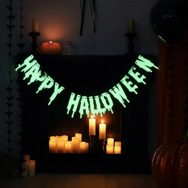 Guirnalda de Flecos Happy Halloween Fluorescente 1,5 m