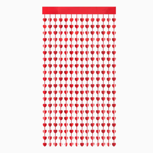 Cortina Foil Corazones Metalizada San Valentín 1x1,90 m – Rojo