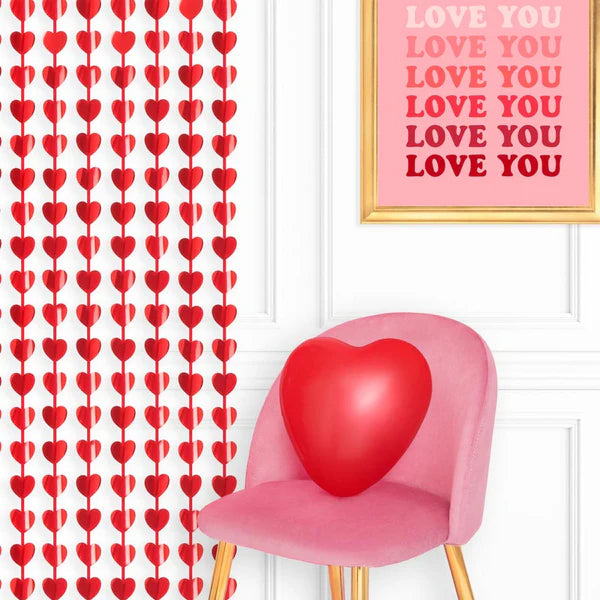 Cortina Foil Corazones Metalizada San Valentín 1x1,90 m – Rojo