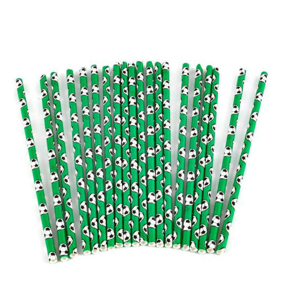 Pajitas Papel Verdes Balones Futbol 20uds