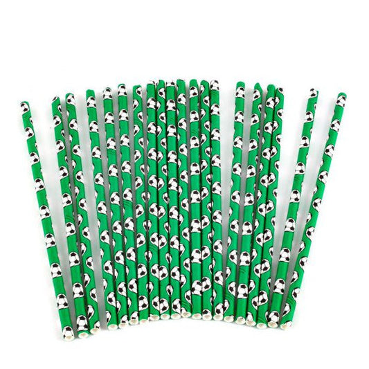 Pajitas Papel Verdes Balones Futbol 20uds