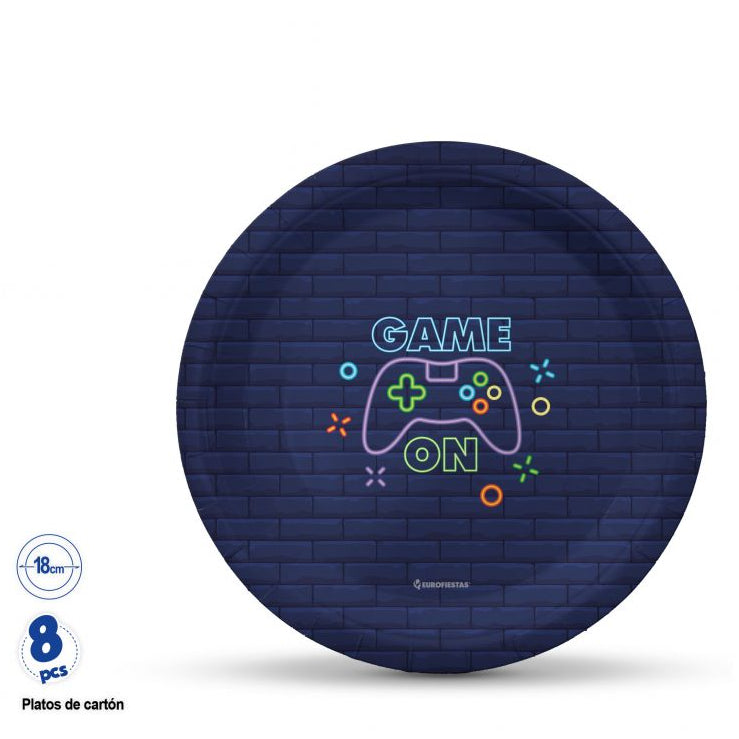Plato Game On 18cm 8 uds