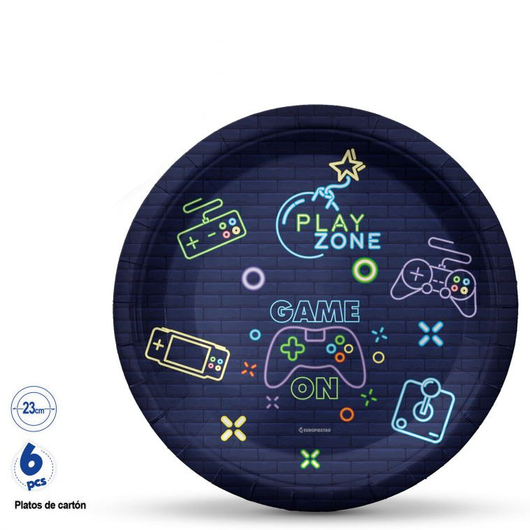 Plato Game On 23cm 6 uds