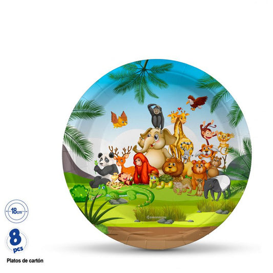 Plato Cartón Animales Divertidos 18/23cm