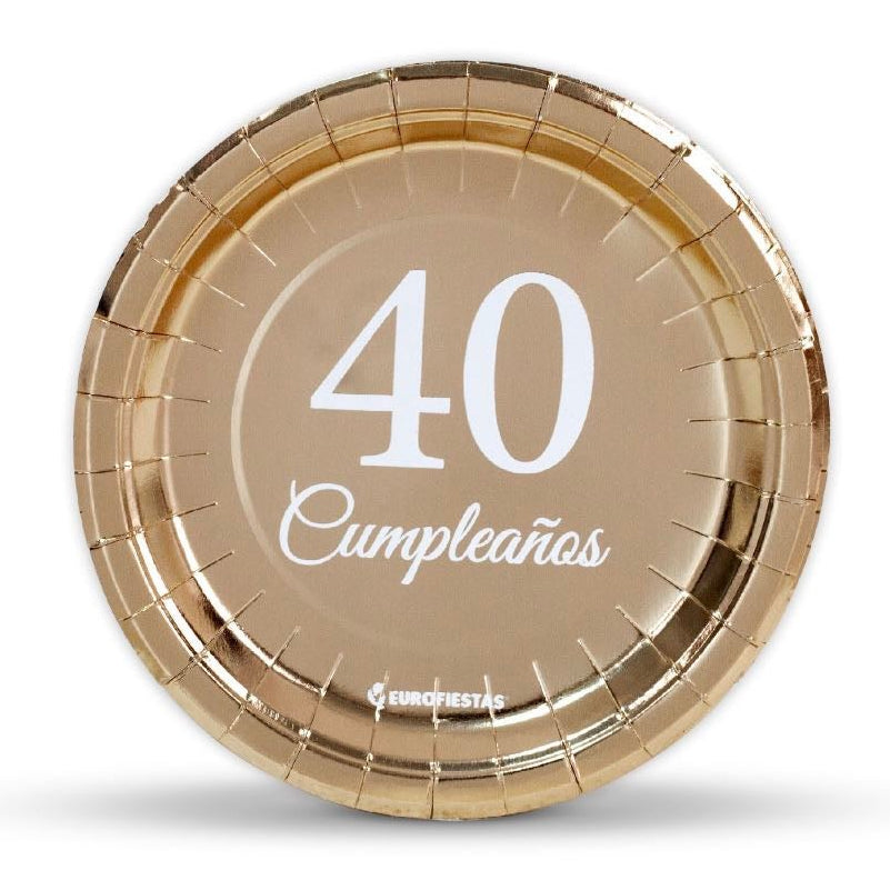 Platos Cumpleaños 20/30/40/50/60 Años 18cm 6uds
