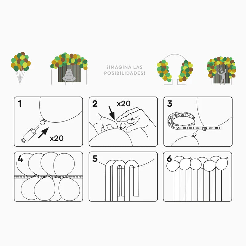 Set Deco Globos y Cortina Papel Crepé Dinosaurios 36 uds