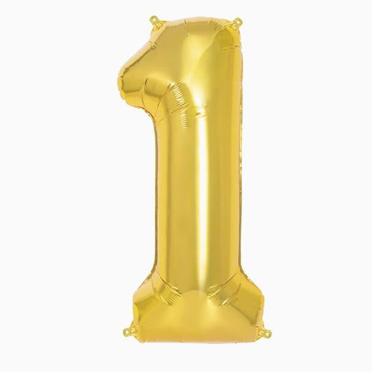 Globo Foil Número Gigante Aluminio 100cm (40")  Oro