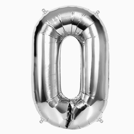 Globo Foil Número Gigante Aluminio 100cm (40") Plata
