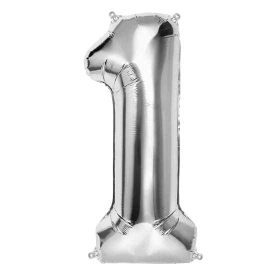 Globo Foil Número Gigante Aluminio 100cm (40") Plata