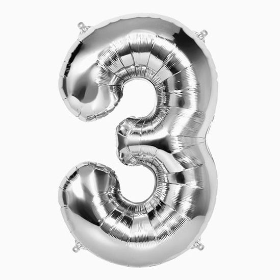 Globo Foil Número Gigante Aluminio 100cm (40") Plata