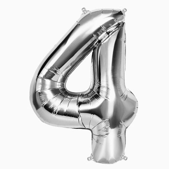Globo Foil Número Gigante Aluminio 100cm (40") Plata