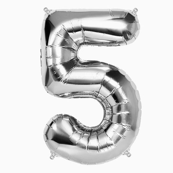 Globo Foil Número Gigante Aluminio 100cm (40") Plata