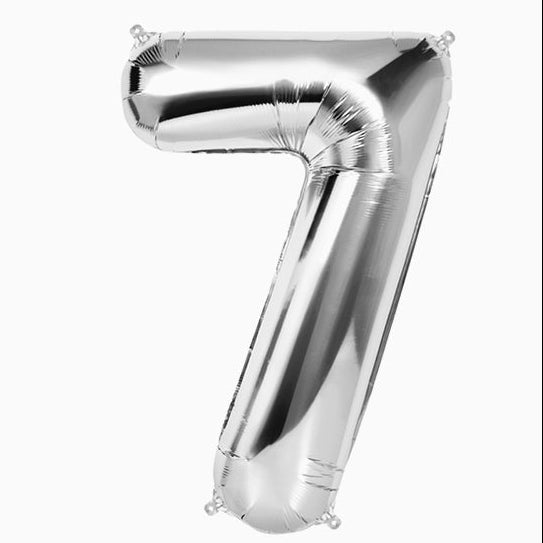 Globo Foil Número Gigante Aluminio 100cm (40") Plata