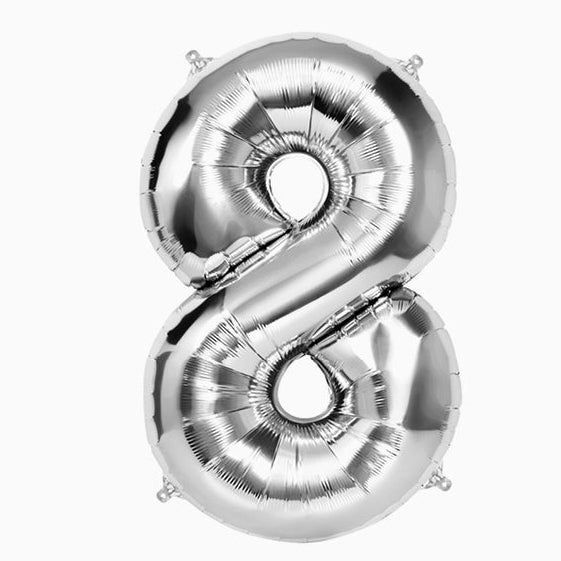Globo Foil Número Gigante Aluminio 100cm (40") Plata