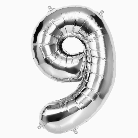 Globo Foil Número Gigante Aluminio 100cm (40") Plata