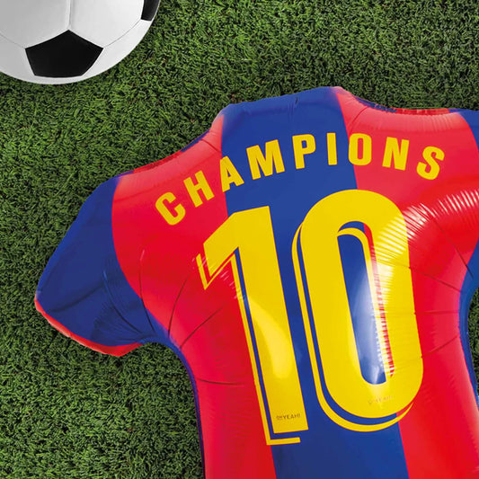 Globo Foil Camiseta Fútbol Rojo y Azul 84cm