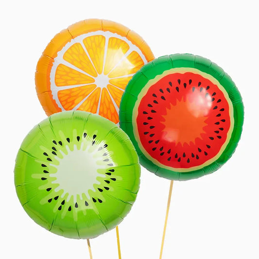 Globos Foil Frutas Tropicales Hawaii - 3 Piezas 45cm