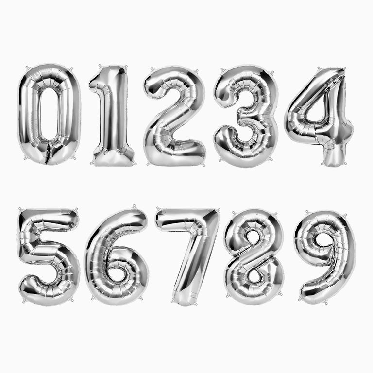 Globo Foil Número Gigante Aluminio 100cm (40") Plata