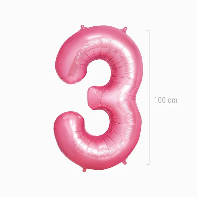 Globo Foil Número Gigante Aluminio 100cm (40") Rosa