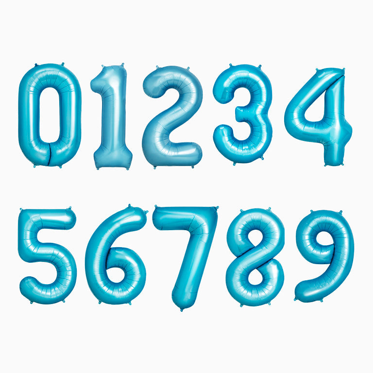 Globo Foil Número Gigante Aluminio 100cm (40") Azul Pastel