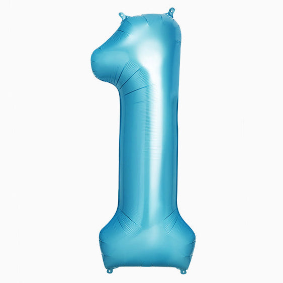 Globo Foil Número Gigante Aluminio 100cm (40") Azul Pastel