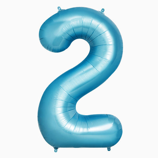 Globo Foil Número Gigante Aluminio 100cm (40") Azul Pastel