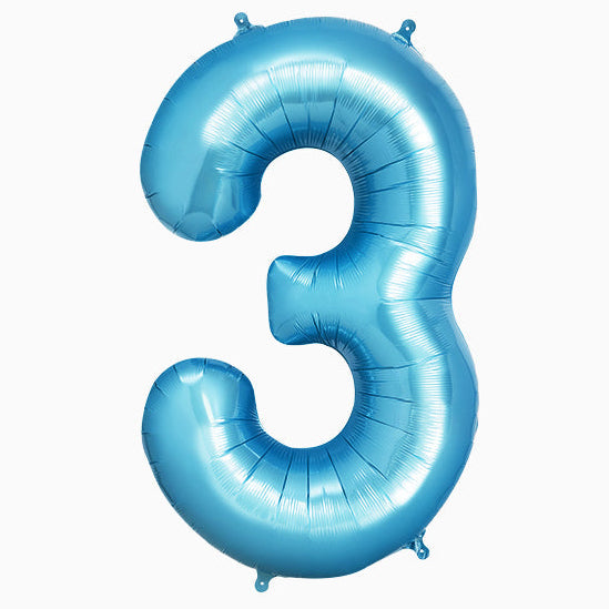 Globo Foil Número Gigante Aluminio 100cm (40") Azul Pastel