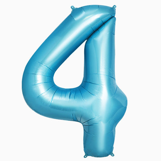 Globo Foil Número Gigante Aluminio 100cm (40") Azul Pastel