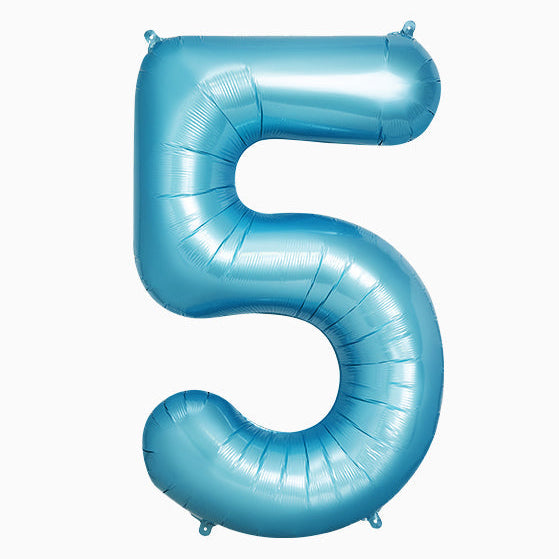 Globo Foil Número Gigante Aluminio 100cm (40") Azul Pastel
